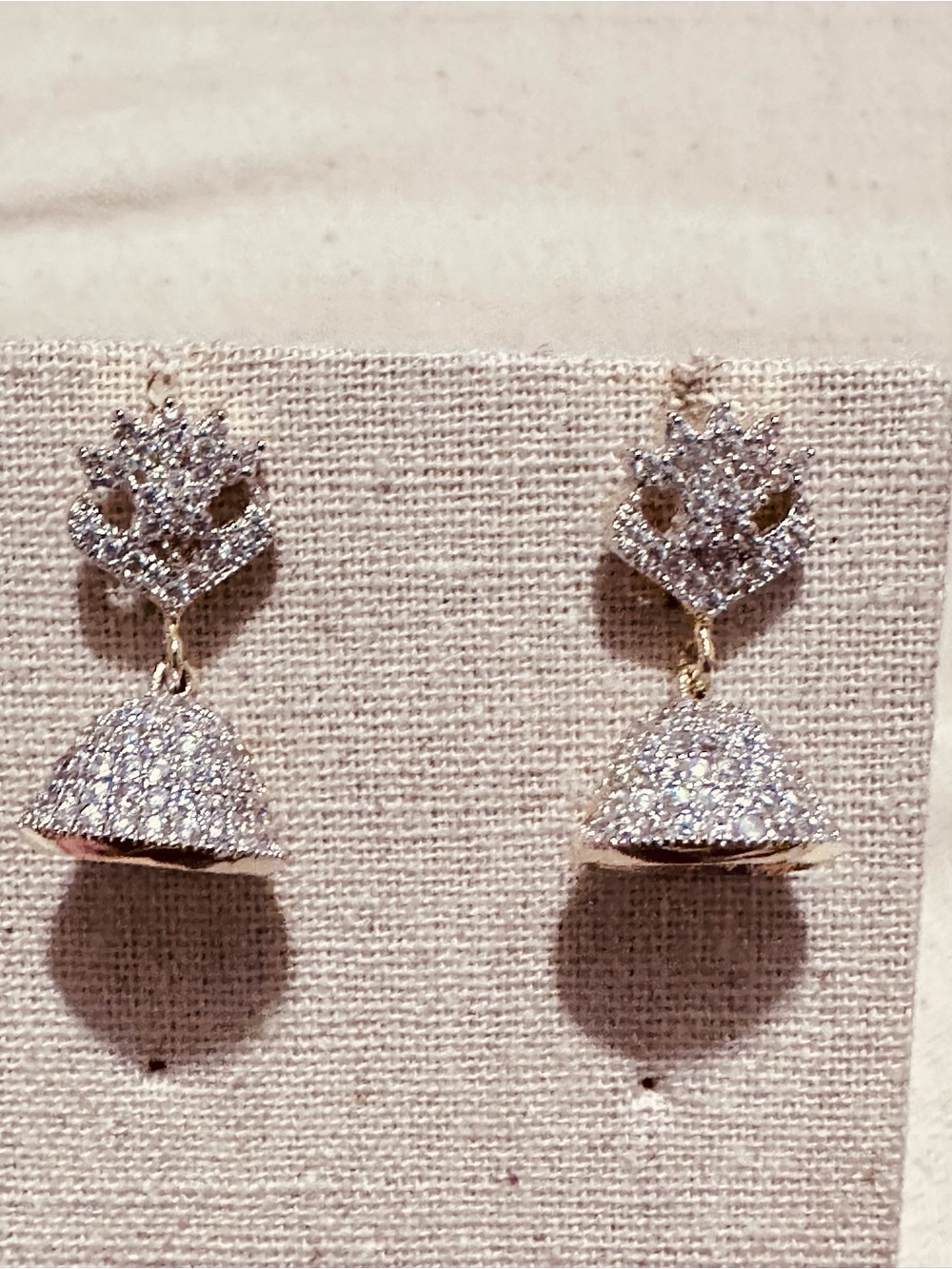 Jaipur | Earrings | Elegant Gold & Silver Jhumka Earrings with Clear Stones